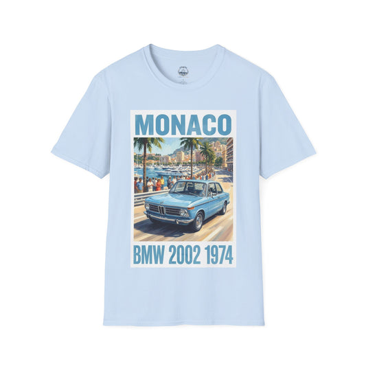 Monaco Vintage BMW 2002 Tee — 1974 Classic Car Graphic T-Shirt